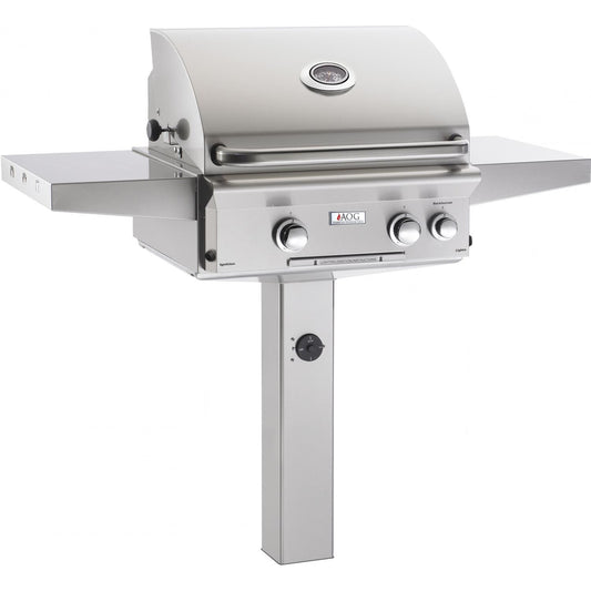 American Outdoor Grill L-Series 24-Inch 2-Burner Natural Gas Grill On In-Ground Post With Rotisserie - 24NGL