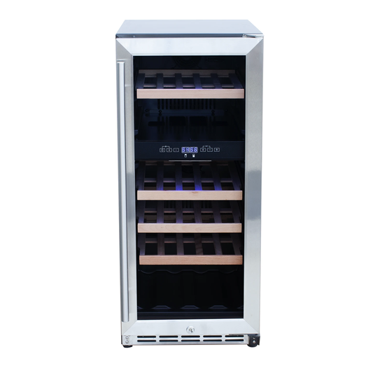 RCS 15-Inch Stainless Steel Wine Cooler with Glass Window-RWC1