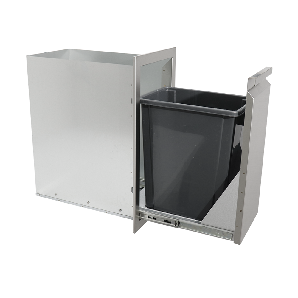 RCS Valiant Series 13-Inch Narrow Roll-Out Stainless Steel  Trash / Recycling Bin - VTD4