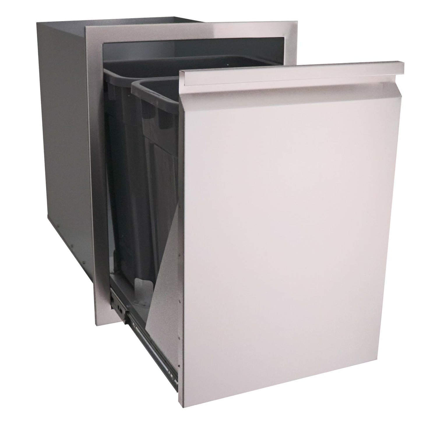 RCS Valiant Series 20-Inch Roll-Out Stainless Steel Double Trash / Recycling Bin - VTD2