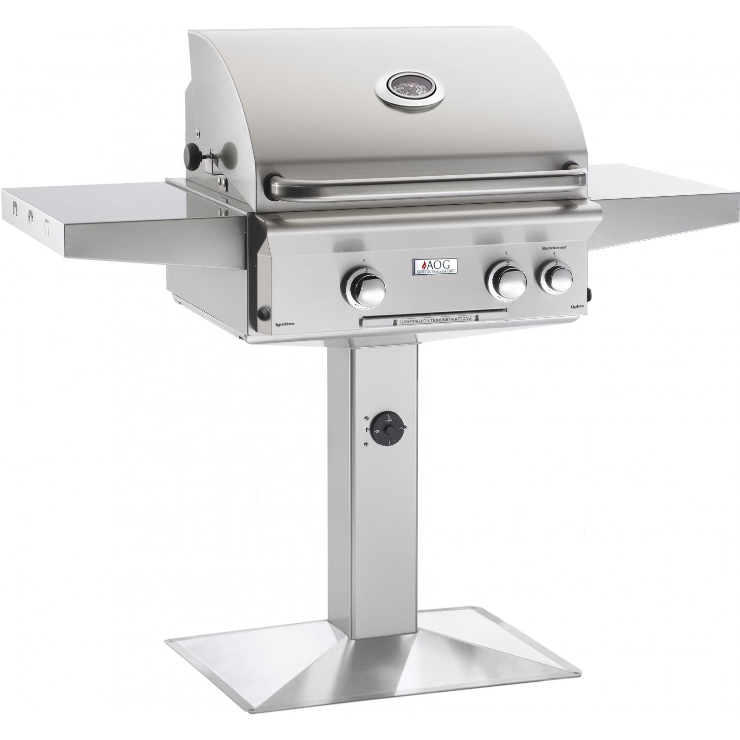American Outdoor Grill L-Series 24-Inch 2-Burner Natural Gas Grill On Pedestal With Rotisserie - 24NPL
