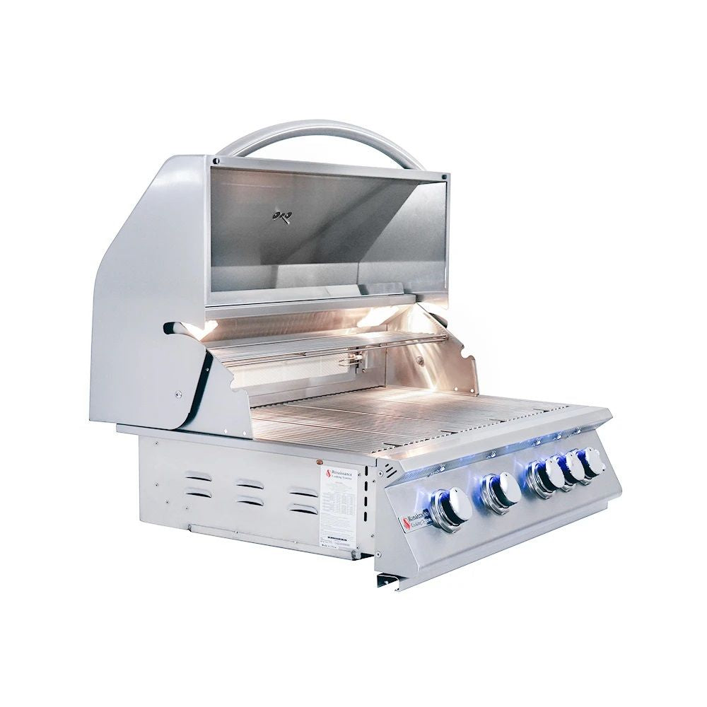 RCS Premier Series 32-Inch 4-Burner Built-In Propane Gas Grill With Rear Infrared Burner & Grill Lights - RJC32ALLP