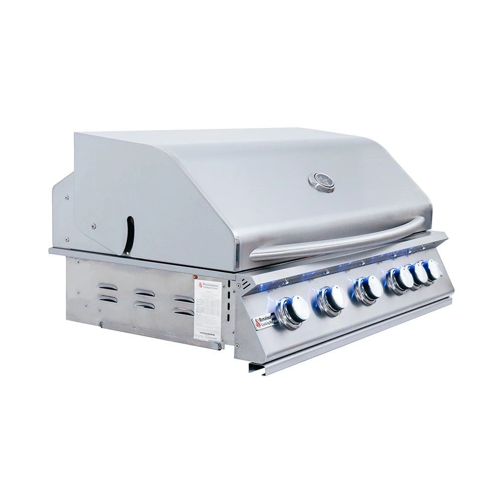 RCS Premier Series 40-Inch 5-Burner Built-In Propane Gas Grill With Rear Infrared Burner & Grill Lights - RJC40ALLP