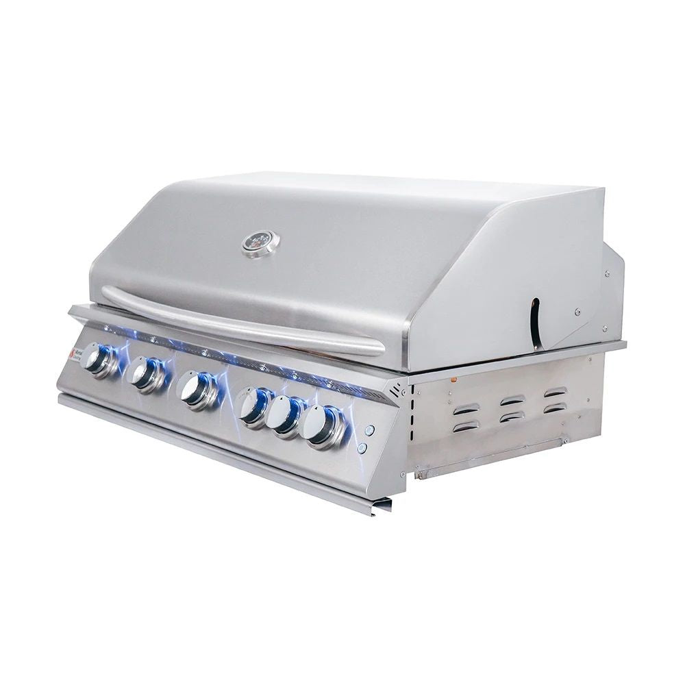 RCS Premier Series 40-Inch 5-Burner Built-In Propane Gas Grill With Rear Infrared Burner & Grill Lights - RJC40ALLP